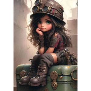 Yishu - Dark-Haired Girl - 40*55CM 11CT 3 Stamped Cross Stitch