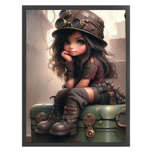 Yishu - Dark-Haired Girl - 40*55CM 11CT 3 Stamped Cross Stitch