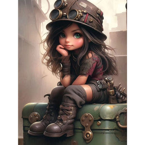 Yishu - Dark-Haired Girl - 40*55CM 11CT 3 Stamped Cross Stitch
