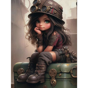 Yishu - Dark-Haired Girl - 40*55CM 11CT 3 Stamped Cross Stitch
