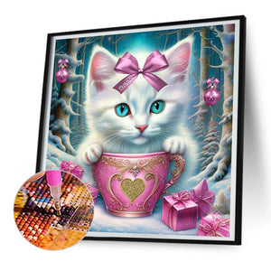 Teacup Cat 30*30CM(Canvas) Full Round Drill Diamond Painting