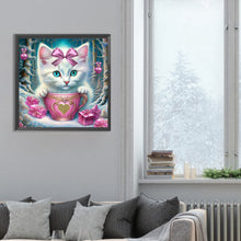 Load image into Gallery viewer, Teacup Cat 30*30CM(Canvas) Full Round Drill Diamond Painting
