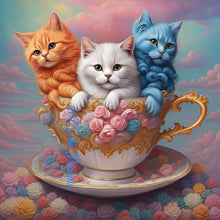 Load image into Gallery viewer, Teacup Cat 30*30CM(Canvas) Full Round Drill Diamond Painting
