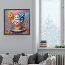Load image into Gallery viewer, Teacup Cat 30*30CM(Canvas) Full Round Drill Diamond Painting
