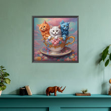 Load image into Gallery viewer, Teacup Cat 30*30CM(Canvas) Full Round Drill Diamond Painting
