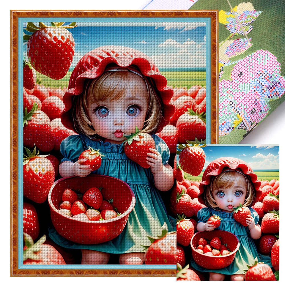 Huancan - Strawberry Shortcake - 45*60CM 11CT 3 Stamped Cross Stitch