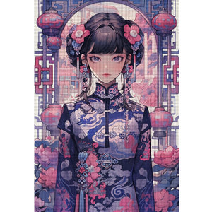 Huancan - Ancient Style Girl - 45*65CM 11CT 3 Stamped Cross Stitch