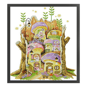 Joy Sunday - Fairy House - 40*47CM 14CT 2 Stamped Cross Stitch