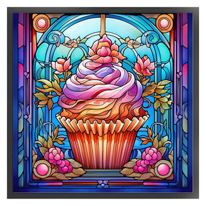 Yishu - Glass Painting - Cupcakes - 40*40CM 11CT 3 Stamped Cross Stitch