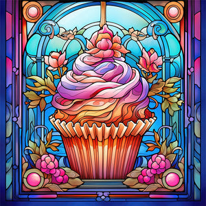 Yishu - Glass Painting - Cupcakes - 40*40CM 11CT 3 Stamped Cross Stitch