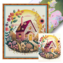 Load image into Gallery viewer, Huancan - Flower And Grass Cottage - 40*50CM 16CT 2 Stamped Cross Stitch
