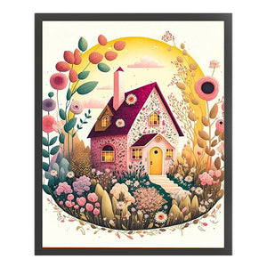 Huancan - Flower And Grass Cottage - 40*50CM 16CT 2 Stamped Cross Stitch