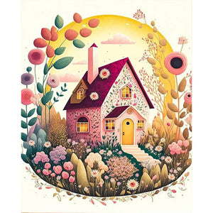 Huancan - Flower And Grass Cottage - 40*50CM 16CT 2 Stamped Cross Stitch