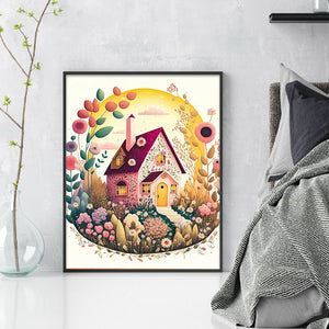 Huancan - Flower And Grass Cottage - 40*50CM 16CT 2 Stamped Cross Stitch