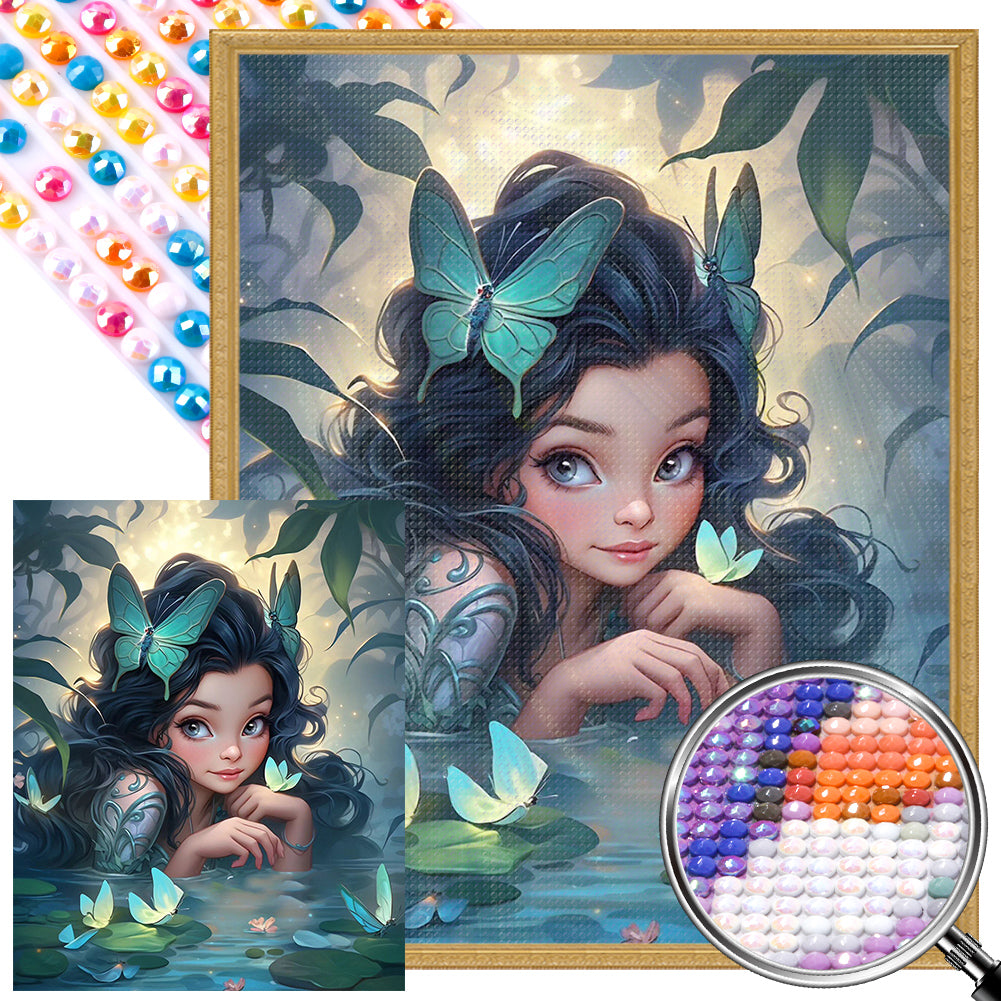 Girl In The Water And Butterfly 40*50CM(Picture) Full Round Drill Diamond Painting