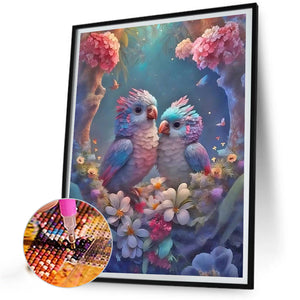 A Pair Of Colorful Lovebirds 40*55CM(Picture) Full Round Drill Diamond Painting
