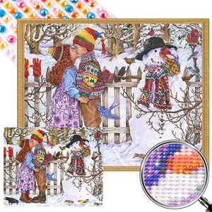 Kissing In The Snow 50*40CM(Picture) Full Round Drill Diamond Painting