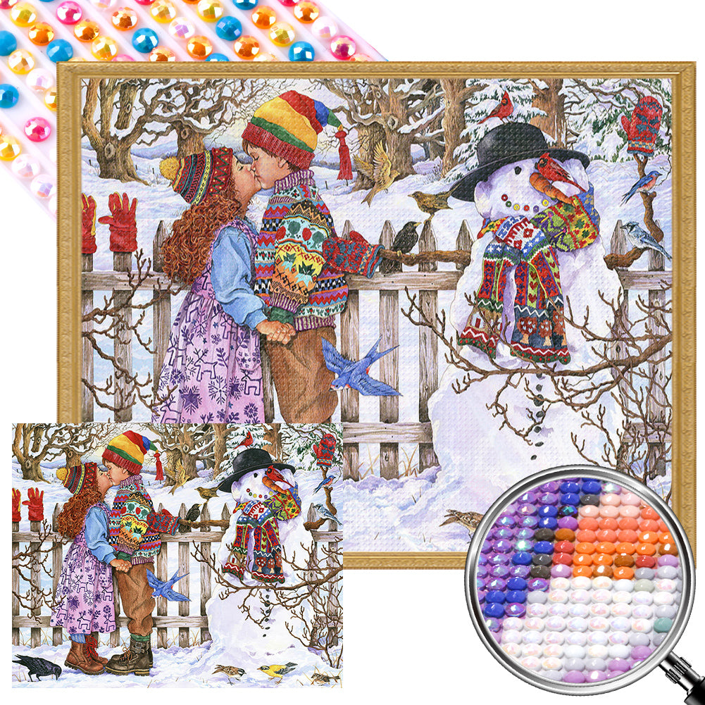 Kissing In The Snow 50*40CM(Picture) Full Round Drill Diamond Painting