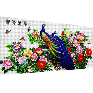 Joy Sunday - Wealth And Splendor - Peacock - 136*71CM 14CT 2 Stamped Cross Stitch