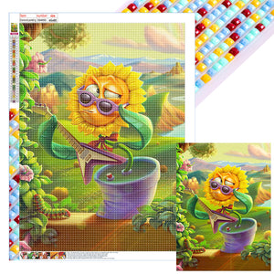 Funny Sunflowers 45*60CM(Canvas) Full Square Drill Diamond Painting