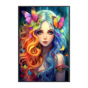 Yishu - Butterfly Girl - 50*75CM 11CT 3 Stamped Cross Stitch
