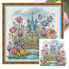 Load image into Gallery viewer, Joy Sunday - Flower Castle - 42*40CM 14CT 2 Stamped Cross Stitch
