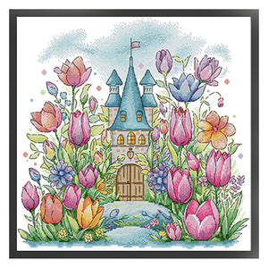 Joy Sunday - Flower Castle - 42*40CM 14CT 2 Stamped Cross Stitch
