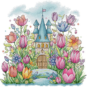 Joy Sunday - Flower Castle - 42*40CM 14CT 2 Stamped Cross Stitch