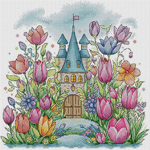 Joy Sunday - Flower Castle - 42*40CM 14CT 2 Stamped Cross Stitch