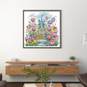 Joy Sunday - Flower Castle - 42*40CM 14CT 2 Stamped Cross Stitch