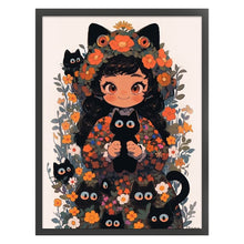 Load image into Gallery viewer, Huancan - Black Cat And Cat Girl - 45*60CM 11CT 3 Stamped Cross Stitch
