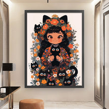 Load image into Gallery viewer, Huancan - Black Cat And Cat Girl - 45*60CM 11CT 3 Stamped Cross Stitch

