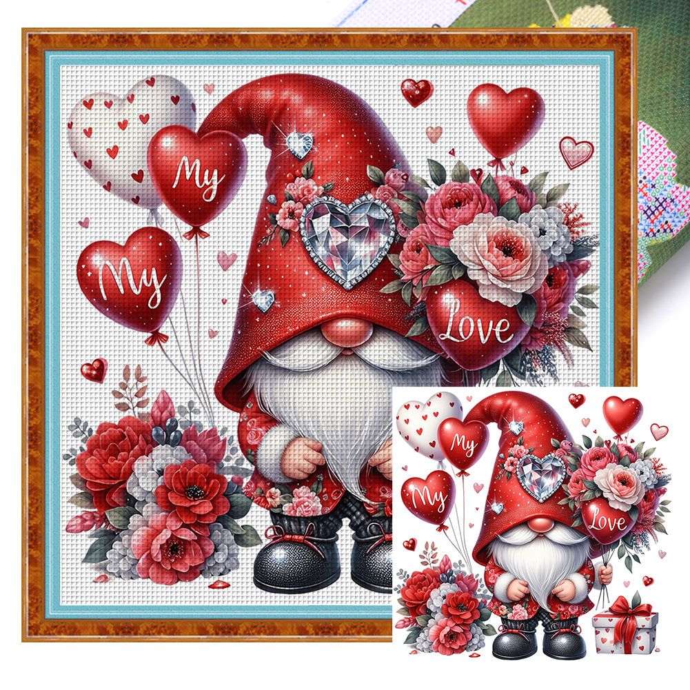 Love Gnome - Full 11CT Stamped Cross Stitch 40x40CM - Huacan