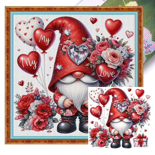 Love Gnome - Full 11CT Stamped Cross Stitch 40x40CM - Huacan