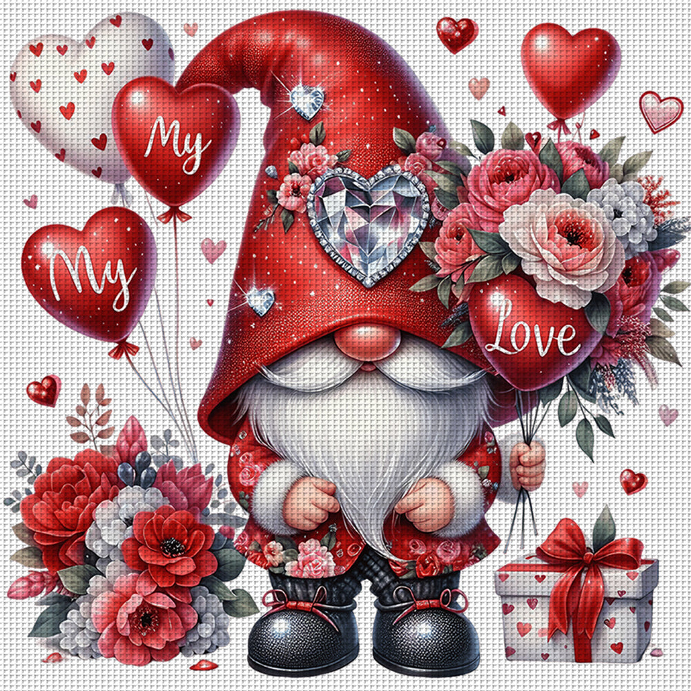 Love Gnome - Full 11CT Stamped Cross Stitch 40x40CM - Huacan