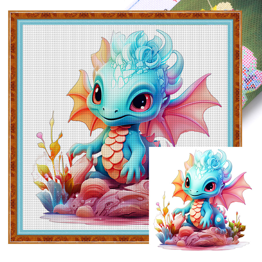 Huancan - Sea Dragon - 40*40CM 14CT 2 Stamped Cross Stitch