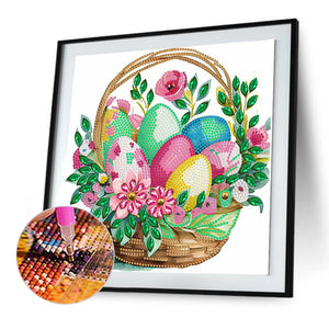 Bouquet Of Easter Eggs In A Basket 30*30CM(Canvas) Partial Special Shaped Drill Diamond Painting
