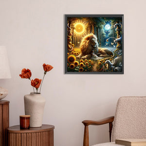 Starry Moon Lion 30*30CM(Canvas) Full Round Drill Diamond Painting