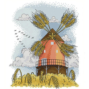 Joy Sunday - Four Seasons Windmill - Autumn - 27*33CM 14CT 2 Stamped Cross Stitch