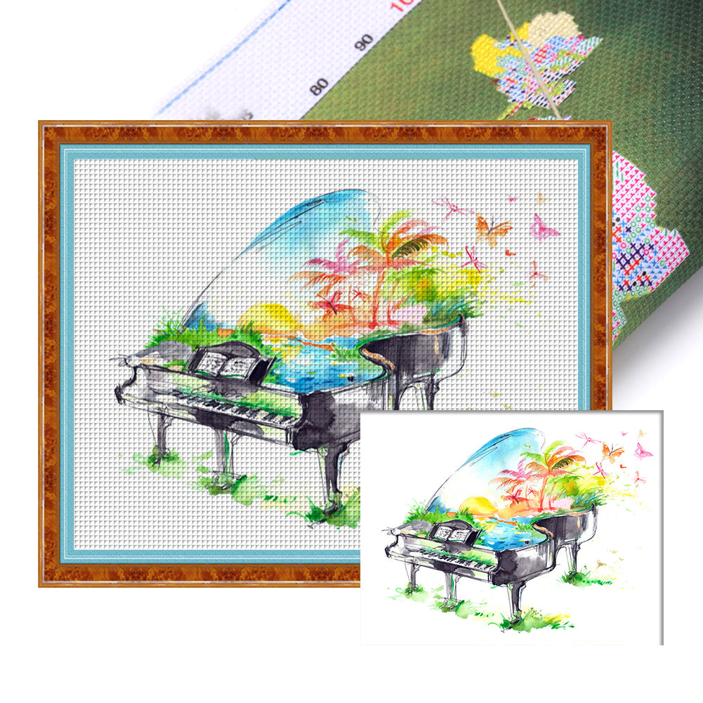 Huancan - Piano - 50*40CM 14CT 2 Stamped Cross Stitch