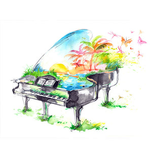 Huancan - Piano - 50*40CM 14CT 2 Stamped Cross Stitch