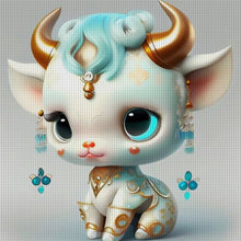 Load image into Gallery viewer, Huancan - Zodiac Signs - Ox - 40*40CM 11CT 3 Stamped Cross Stitch
