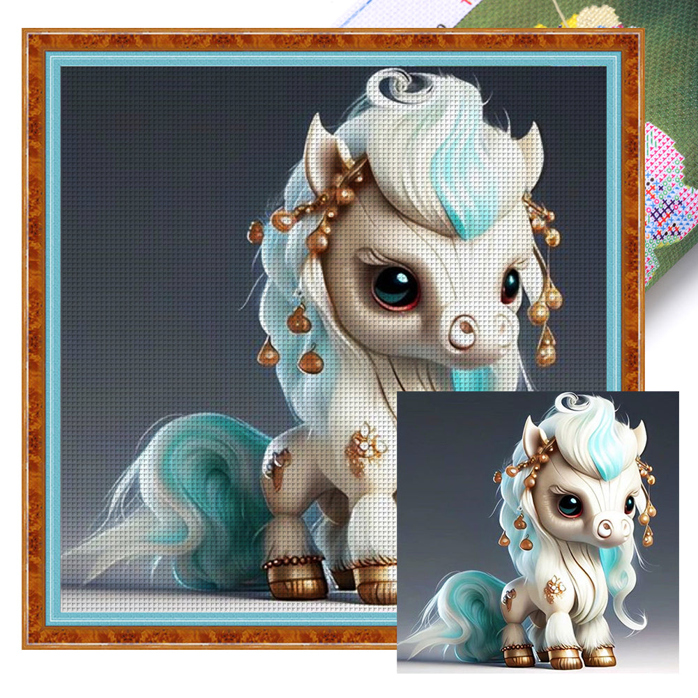 Huancan - Zodiac Signs - Horse - 40*40CM 11CT 3 Stamped Cross Stitch
