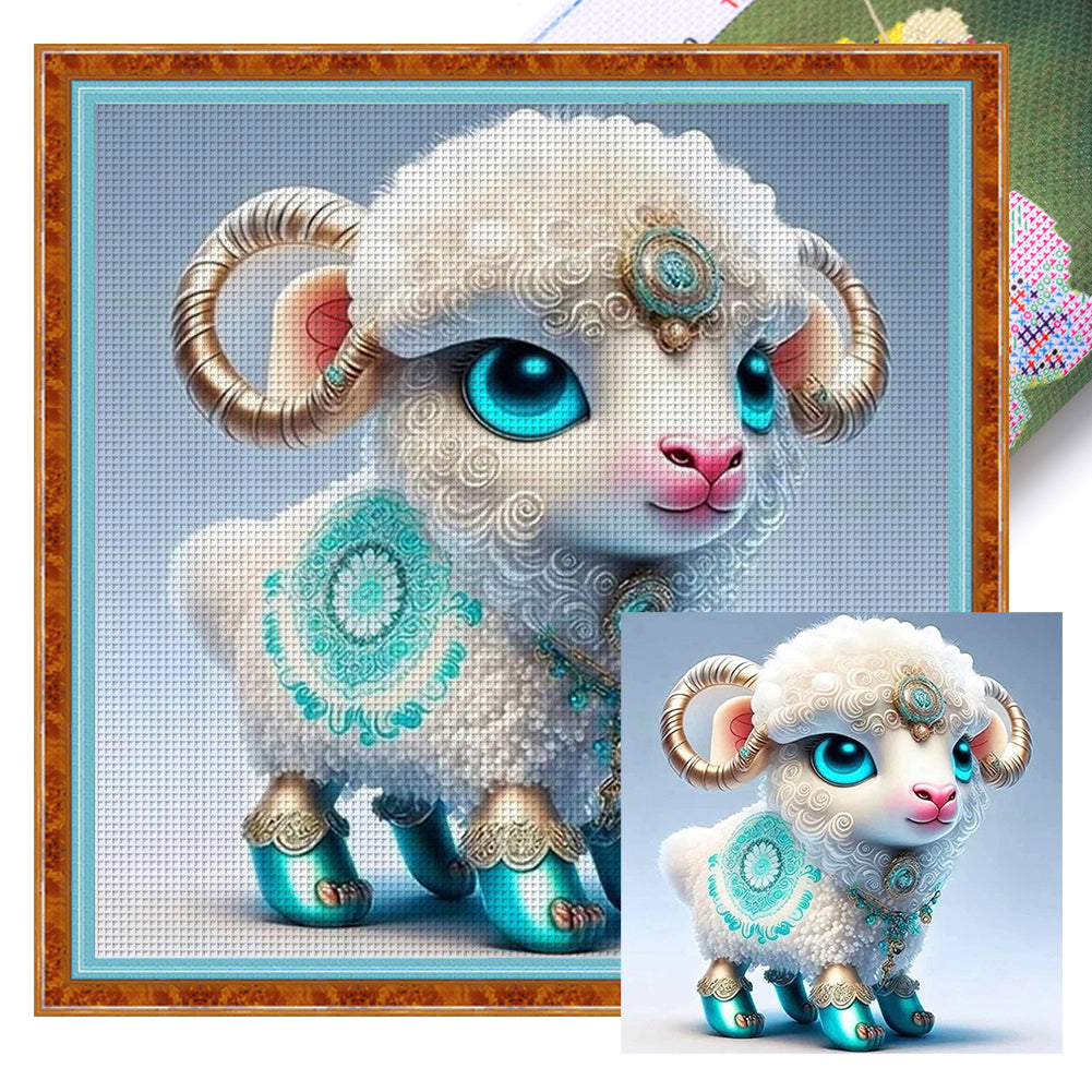 Huancan - Zodiac Signs - Sheep - 40*40CM 11CT 3 Stamped Cross Stitch