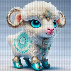 Huancan - Zodiac Signs - Sheep - 40*40CM 11CT 3 Stamped Cross Stitch