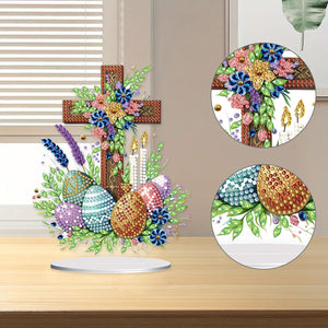 Cross Easter Egg Diamond Painting Tabletop Ornament Kit for Home Office Decor