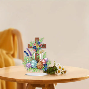 Cross Easter Egg Diamond Painting Tabletop Ornament Kit for Home Office Decor