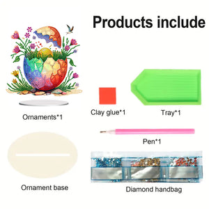 Acrylic Easter Egg Diamond Painting Tabletop Ornament Kit for Home Office Decor
