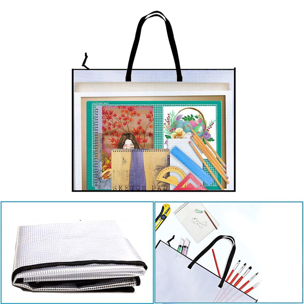 Cross Stitch Mesh File Tote Bag with Handle for Cross Stitch Projects 63.5x48CM