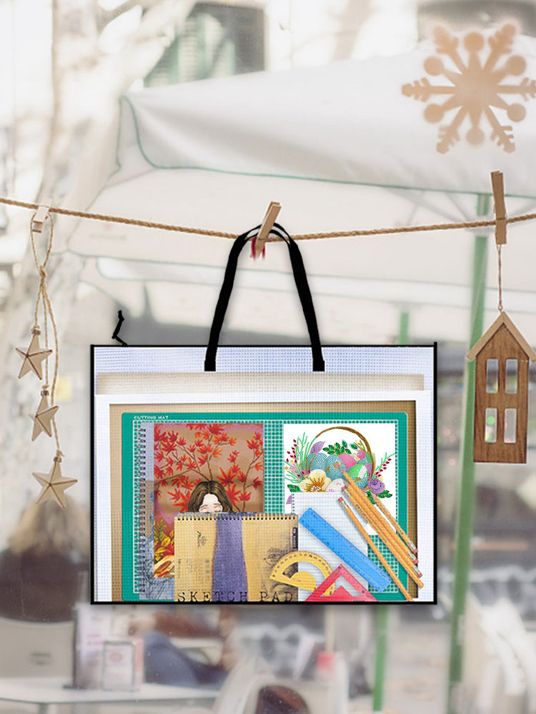 Cross Stitch Mesh File Tote Bag with Handle for Cross Stitch Projects 63.5x48CM